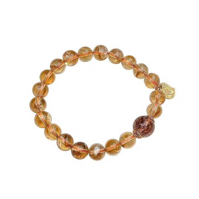 琳琯瑛 潮流设计感金发晶好运幸运饰品天然 黄水晶 手串 女款
