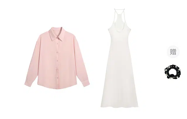 雾闪闪 休闲宽松气质长袖衬衫防晒开衫上衣镂空露背连衣裙裙装套装 女款