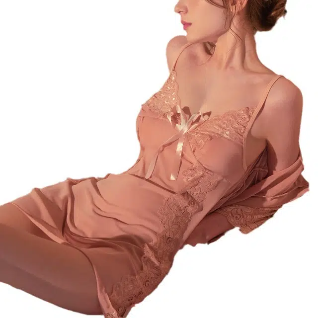 崇朵  吊带蕾丝网纱大码性感免脱小胸情趣内衣