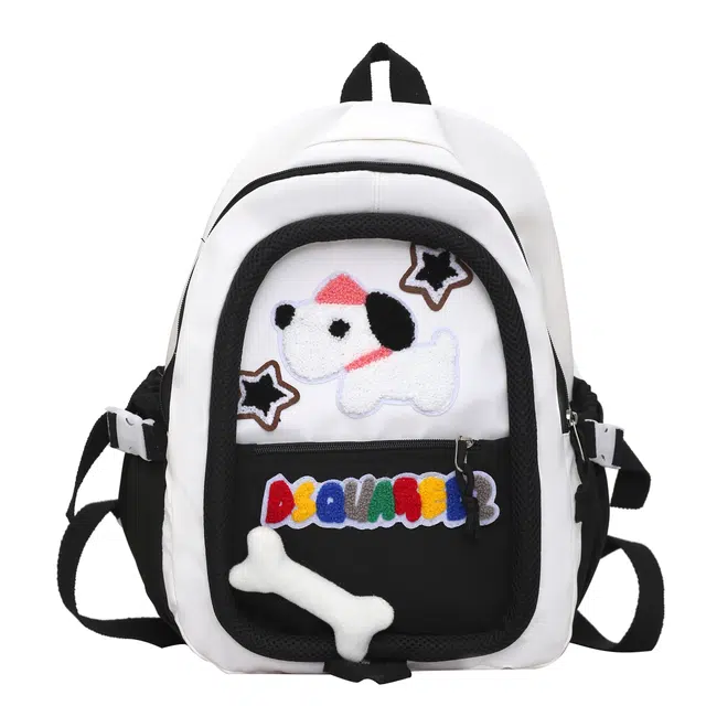 草丛喵喵喵 撞色可爱小狗大容量多巴胺配色通勤卡通 尼龙 双肩包 女款 多色