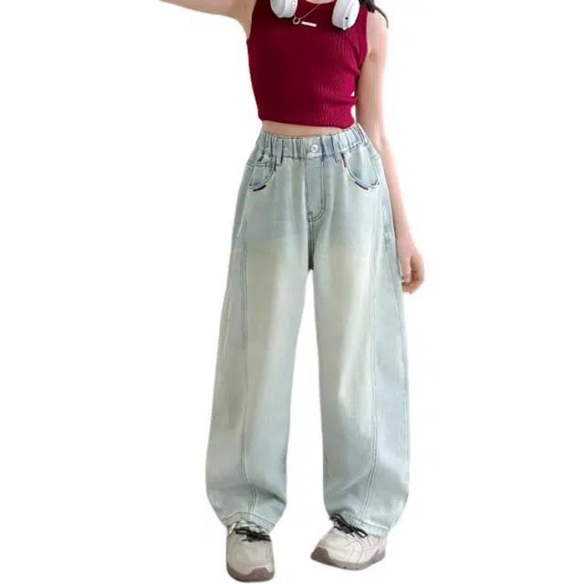 雅鹿牛仔裤 时尚舒适百搭 蓝色 儿童款