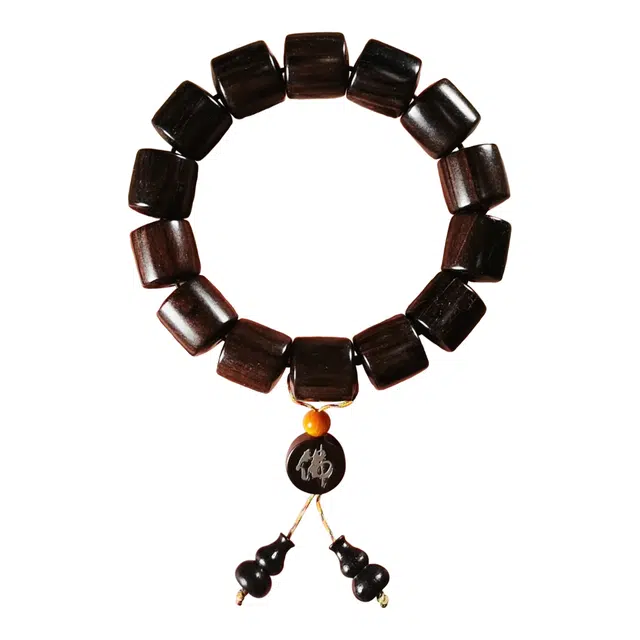 芳缘小傅 复古文玩桶珠 新中式转运珠国风招财纳福有钱花串珠念珠绕指柔 高级感气质森系学生小众藏式桶珠#好运 黑檀 手串 男女同款情侣款