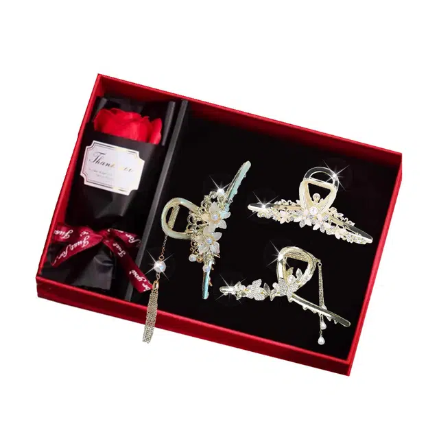 缔晶 森系甜美风蝴蝶樱花流苏通勤盘发 合金 发夹 女款