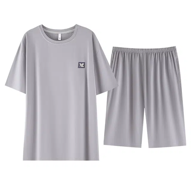 睦隆世家 莫代尔短袖短裤薄款大码冰丝凉感夏款家居服睡衣套装 男款