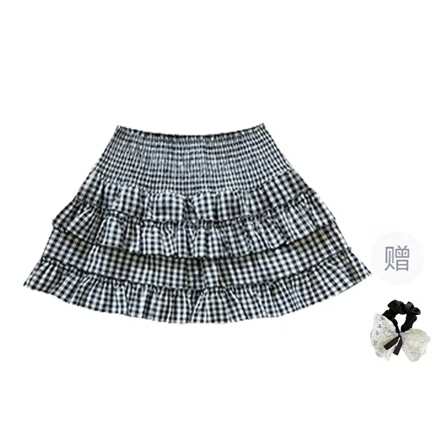 涂诗菲 韩式甜美风格子多层拼接蛋糕裙收腰休闲短裙 女款