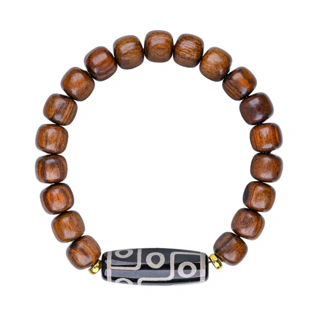 嫒柯 新中式国潮国风小众设计百搭复古文艺风文玩诸事顺遂平安喜乐万事如意盘玩#好运 花梨木 手串 男女同款情侣款