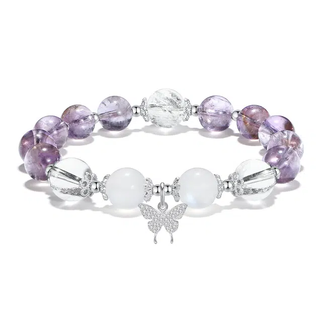 【普陀山官方已过香】 普陀山文创 紫气东来新中式小众设计转运珠福气满满幸运蝴蝶百搭#好运 紫水晶 手串 男女同款情侣款