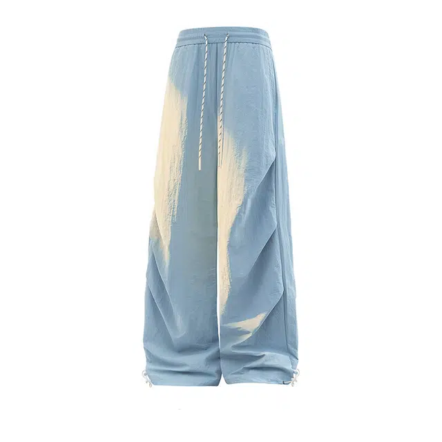 零氏 美式高街潮牌褶皱港风宽松舒适简约百搭运动垂感冰丝休闲裤 男女同款