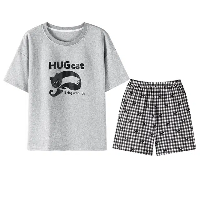 向薇 短袖短裤圆领莫代尔卡通风凉感睡衣套装 女款