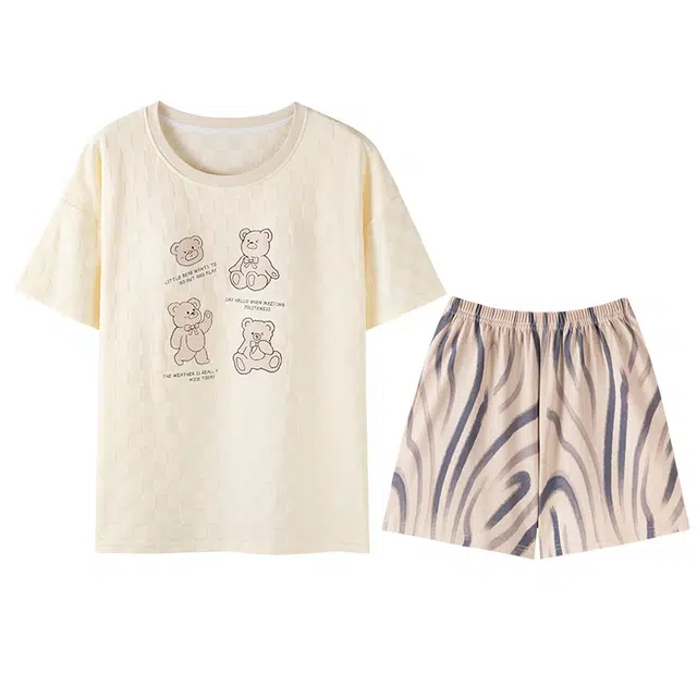 向薇 卡通圆领短袖甜美可爱可外穿家居服睡衣套装 女款