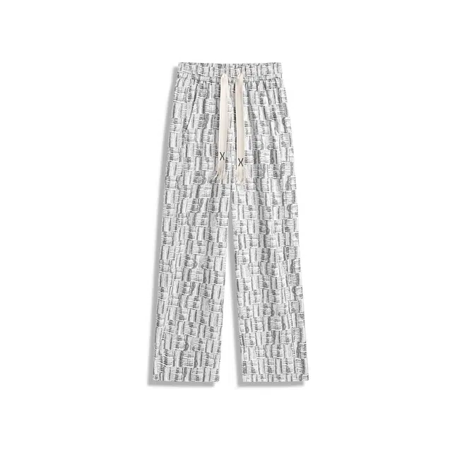 哲源 凉感透气速干裤子薄款条纹格子提花卫裤美式高街潮流百搭垂感运动休闲裤 男女同款