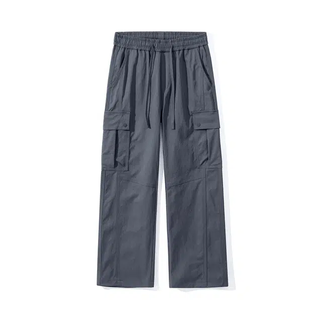 帝狼牛 美式山系户外日常通勤高级简约多口袋抽绳宽松直筒垂感牛仔裤 男女同款