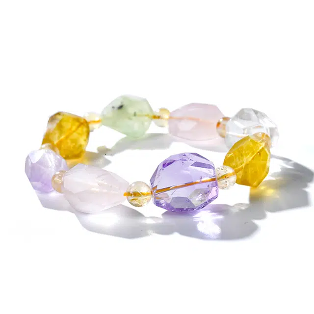 【匠心手作 多宝多幸运】 灵菲 招财转运新中式黄水晶紫水晶原石多宝 轻奢小众高级感百搭显白逢考必过#好运处理 多色水晶 手串 女款