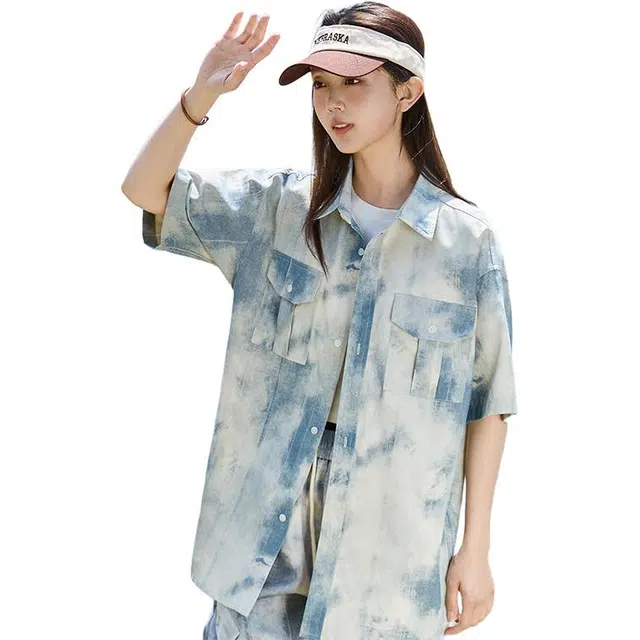 欧迪芬 青春流行工装风休闲炸街穿搭上衣短袖衬衫 女款