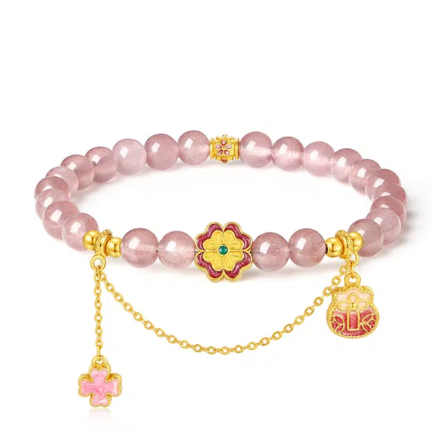 【好运钱袋丨高品质水晶】 匆匆那年 招财进宝 幸运常伴 轻奢小众设计 精致高级感天然 草莓晶 手串 女款