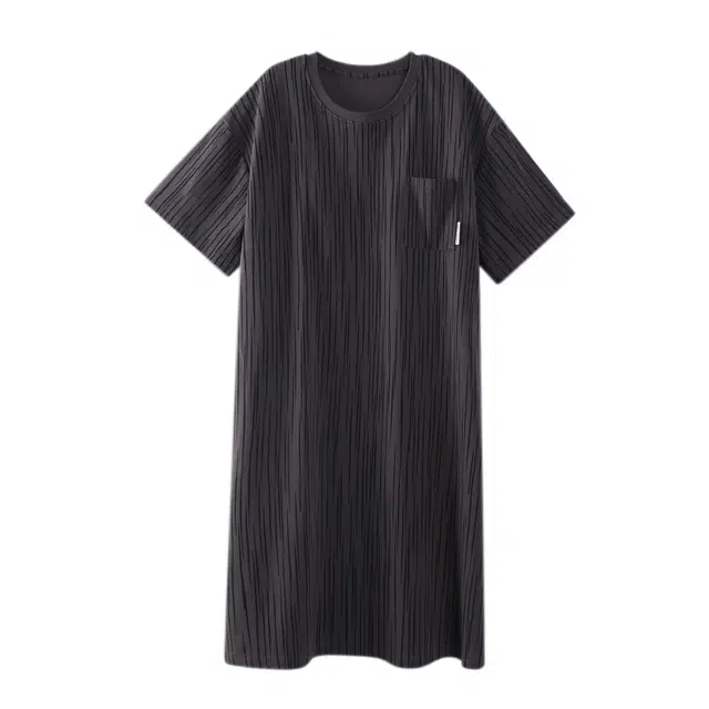 顶瓜瓜 带胸垫薄款短袖条纹口袋设计百搭休闲可外穿家居服睡裙 女款
