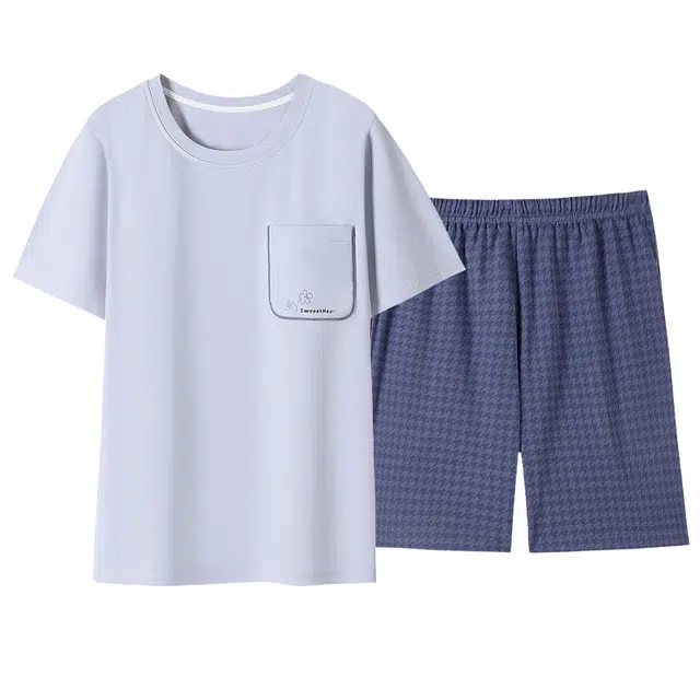 睦隆世家 薄款家居服圆领短袖舒适简约休闲睡衣套装 女款