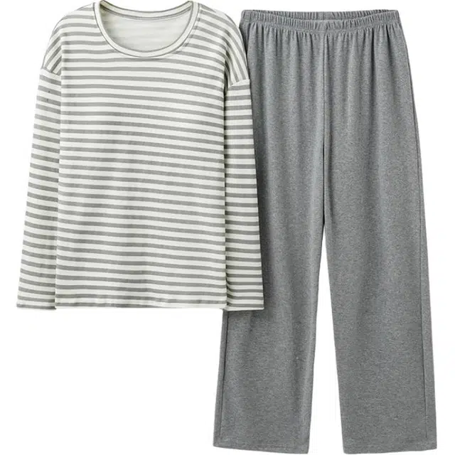 睦隆世家 带胸垫家居服长袖可外穿春秋睡衣套装 女款