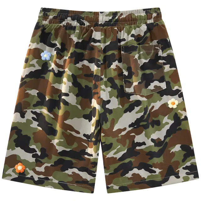 帕丁顿熊 基础简约日系复古迷彩大口袋户外运动宽松五分休闲工装短裤 男女同款