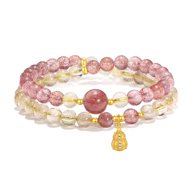 【普陀山官方已过香】 普陀山文创 精致小众设计转运珠福禄双全莓烦恼招财转运爱情财富双丰收#好运 草莓晶 手串 男女同款情侣款