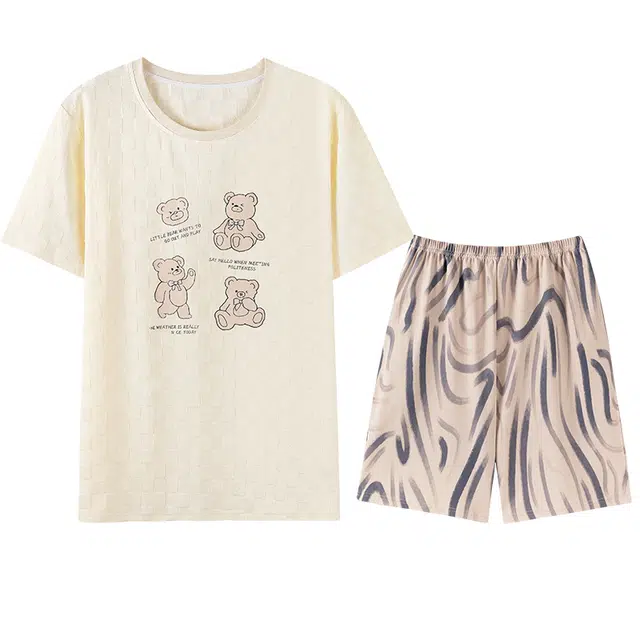 向薇 圆领套头短袖休闲时尚卡通家居服可外穿睡衣套装 男款