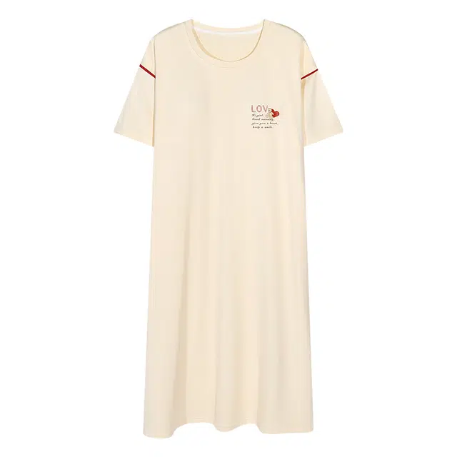 好福份 带胸垫短袖时尚简约字母家居服睡裙 女款