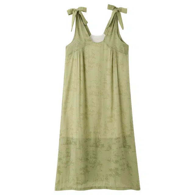 俏佳人 新中式国风水墨吊带蝴蝶结宽松透气舒适家居服无袖睡裙 女款