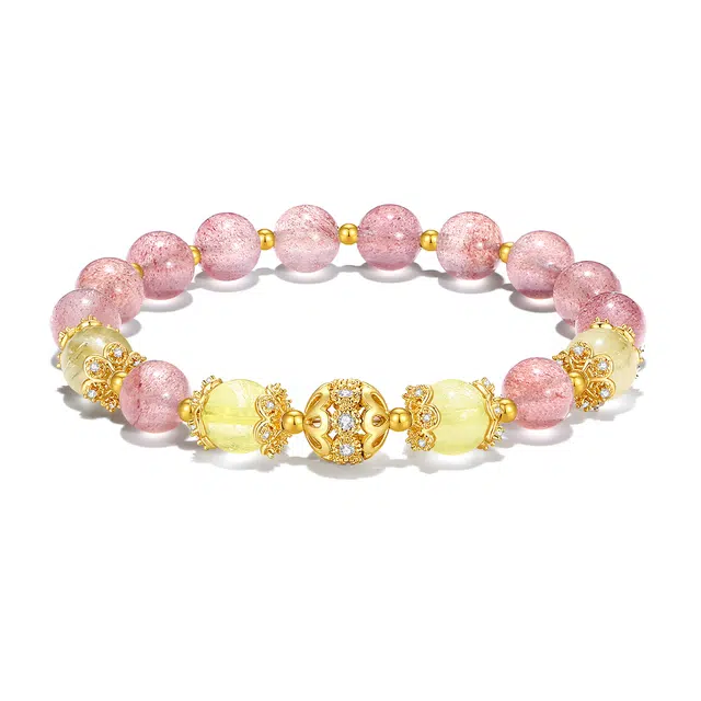 【普陀山官方已过香】 普陀山文创 气质百搭好人缘金发晶转运珠招财转运爱情圆满小众设计邂逅良缘#好运 草莓晶 手串 男女同款情侣款