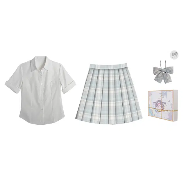 兔半眠 学院风简约百搭短袖优雅休闲舒适制服 女款