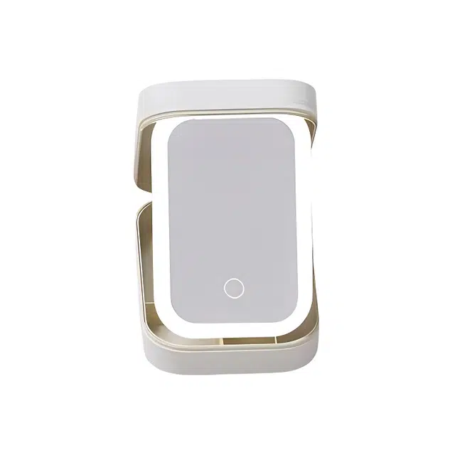 艾情草之恋 便携式带灯镜收纳盒一体化妆工具 可折叠随身携带