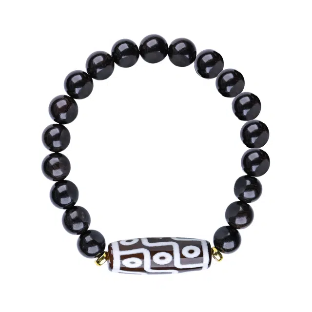 灵晔 新中式国潮文玩盘玩简约高级感好运诸事顺利平安顺遂招财纳福考试考公考研上岸 黑檀 木作手串 男女同款情侣款