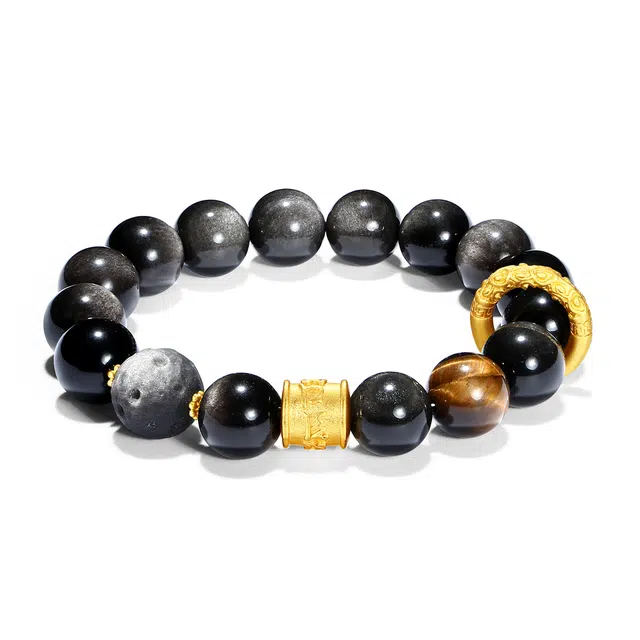 【普陀山官方已过香】  普陀山文创 天选之人福运将至转运珠吉祥如意祥云紧箍咒好运降临财富不断#好运 黑曜石 玉石手串 男女同款情侣款