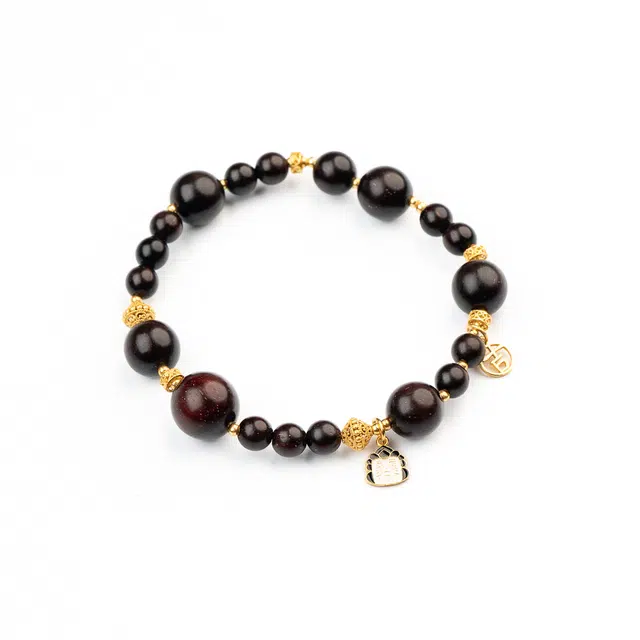 仙源 招财进宝 大吉大利本命年叠戴财源滚滚转运上岸有钱花文玩念珠#好运 紫檀属 手串 男女同款情侣款