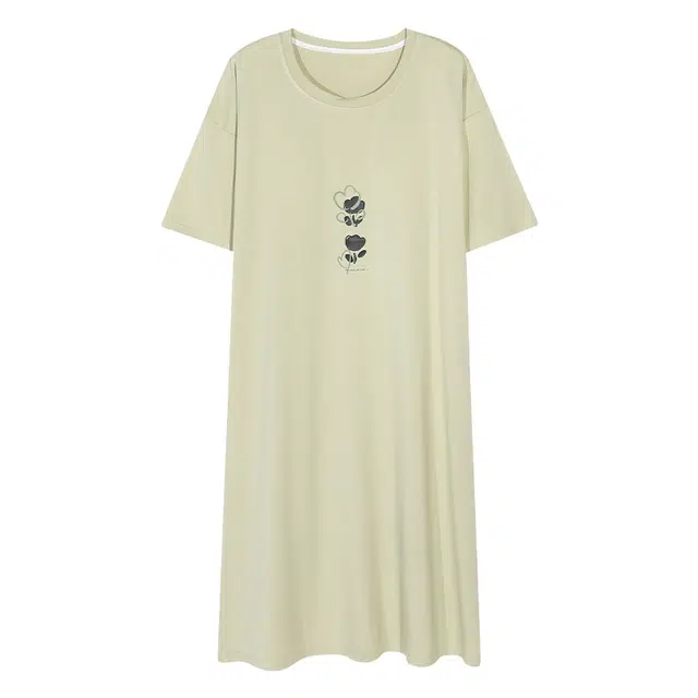 好福份 带胸垫短袖舒适简约字母印花睡裙 女款