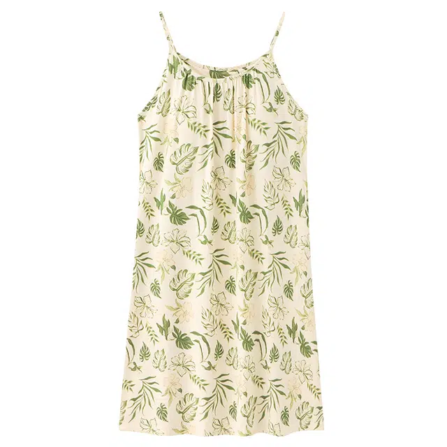 俏韵 吊带无袖带胸垫印花简约薄款家居服可外穿睡裙 女款