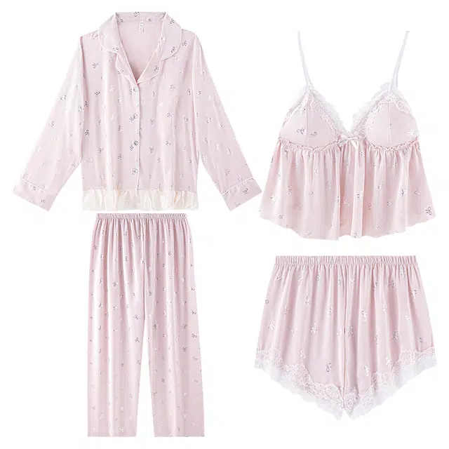 好福份 带胸垫舒适休闲简约时尚气质温柔风睡衣套装 女款