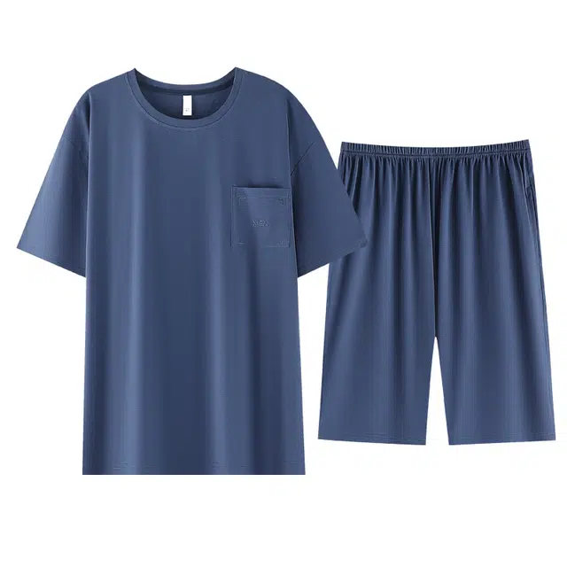 睦隆世家 短袖薄款凉感大码家居服圆领睡衣套装 男款