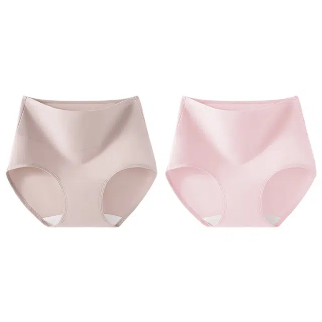 二三二三 纯色简约高腰设计透气吸湿排汗不卡档不勒肉不卷边三角裤柔软舒适亲肤防夹臀时尚百搭潮流内裤 女款 组合装