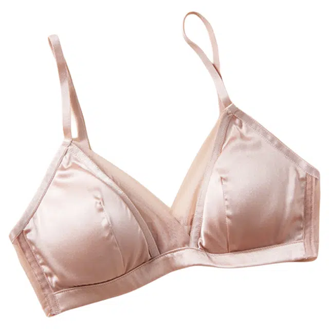潞优野 无钢圈桑蚕丝性感三角杯法式绸缎文胸 女款