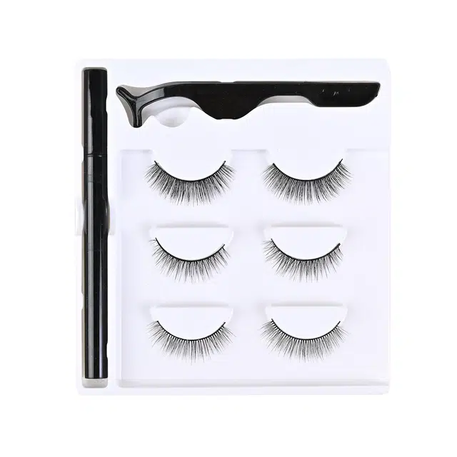 计轩 免胶水一片式假睫毛 自然纤长款 自带魔力眼线笔