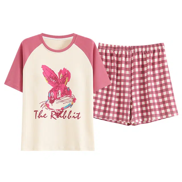 睦隆世家 青少年带胸垫一体短袖短裤家居服可外穿甜美夏季睡衣套装 女款