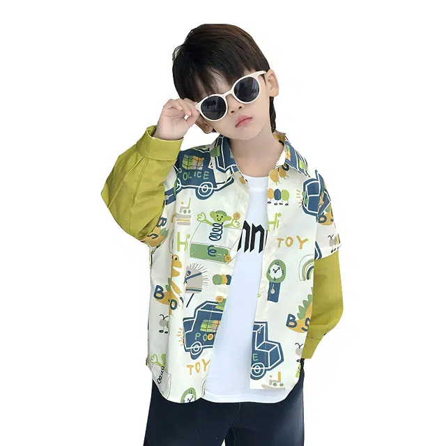 泰迪珍藏衬衫 舒适亲肤百搭时尚长袖 图片色 中小童