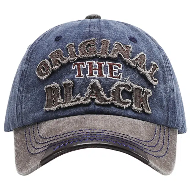 优莲茵 时尚做旧刺绣字母美式潮流水洗 棉 鸭舌帽 男女同款情侣款