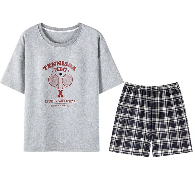 向薇 圆领套头短袖三分裤舒适凉感睡衣套装 女款