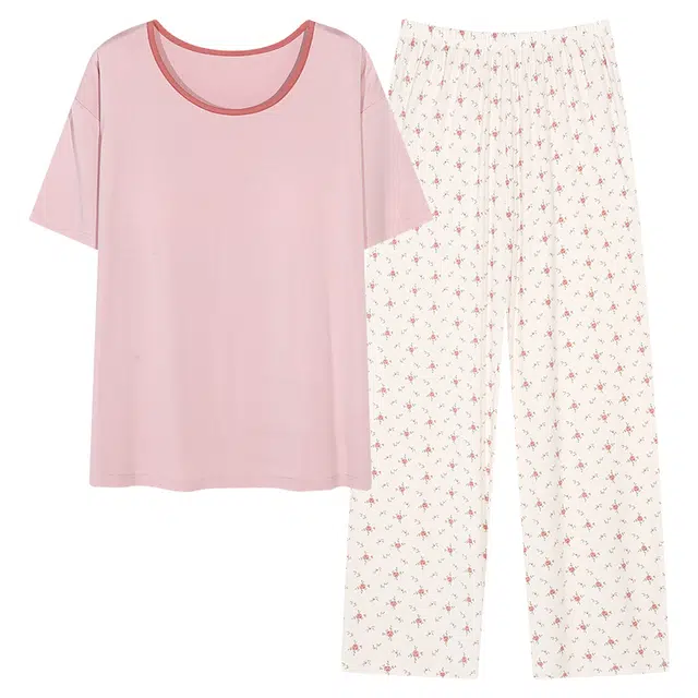 好福份 带胸垫时尚轻盈圆领短袖睡衣套装 女款