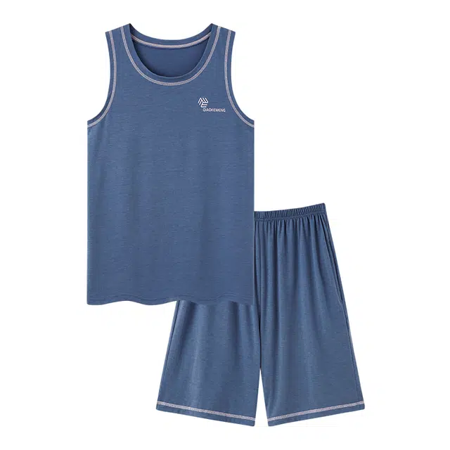 莫代尔 气质百搭简约休闲圆领套头舒适柔软亲肤细腻休闲睡衣套装 男款