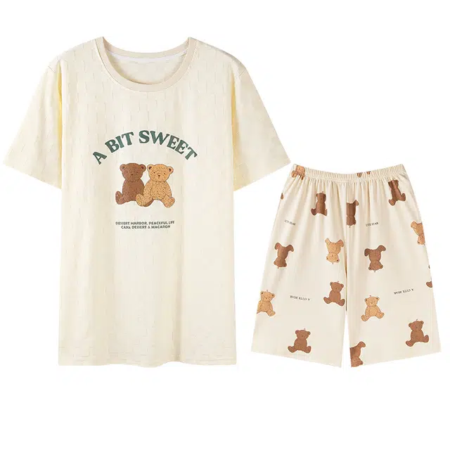 向薇 纯棉短袖短裤薄款家居服夏季睡衣套装 男款