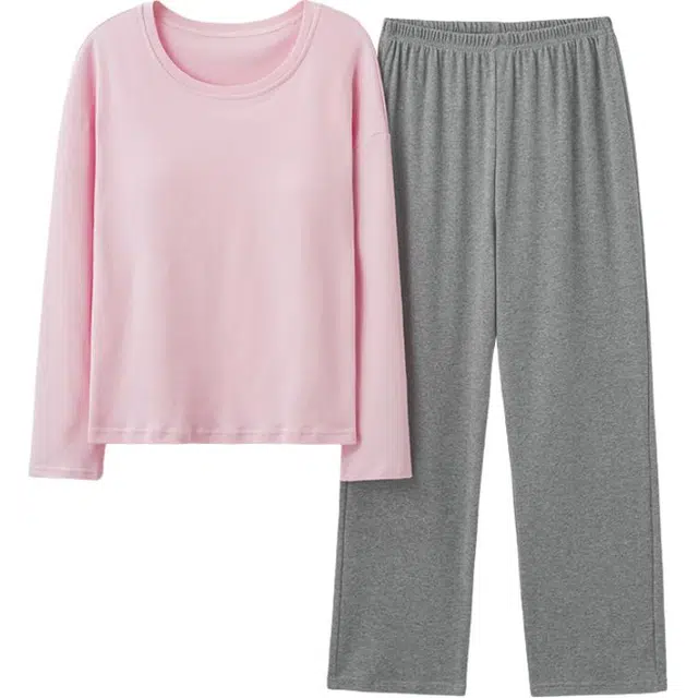 睦隆世家 家居服带胸垫长袖可外穿春秋睡衣套装 女款