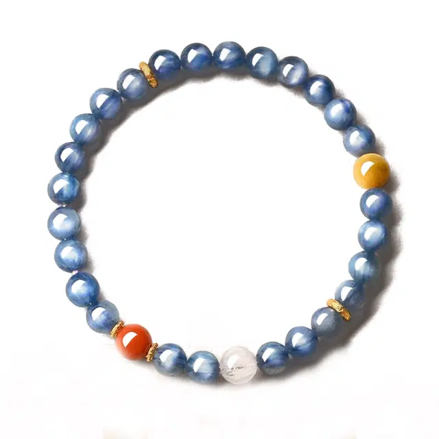 【蓝澈】 眰恦 五路财神  财花   事业爆棚  升职加薪  高薪长伴小众轻奢设计 #好运天然蓝晶石手串 男女同款情侣款