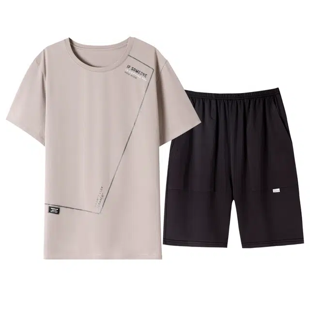 睦隆世家 凉感宽松短袖短裤家居服薄款冰丝睡衣套装 男款